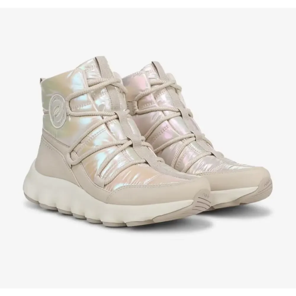 Ryka Women's Beige Iridescent Fabric Podflow Lace Up Boot Size 8.5M